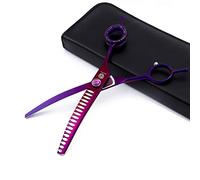 Purple Dragon 7.0 Inch Purple Downward Curved Pet Grooming Curved Scissors/Chunker Shear with Adjustment Screw- Perfect for Professional Pet Groomer