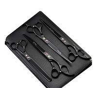 Purple Dragon 8.0 inch Black Professional Pet Grooming Scissors,Dog Straight Shear, Thinning/Blending Scissor & Curved Shear with Bag (Black)