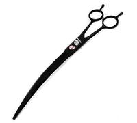 Purple Dragon 9.0 inch Twin Tails Downward Curved Blade Pet Grooming Scissors Dog Hair Cutting Shears with Bag for Professional Left Handed or Right Hand Pet Grooomer (Black Downward Curved)