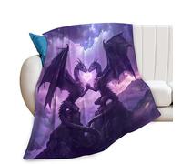 Purple Dragon Blanket Decor Animal Throw for Girls Boys Dragon Lover Couch Bedding Super Warm Soft Plush Lightweight Fleece Flannel for Kids Adult Men Women 50"X40"