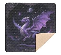 Purple Dragon Fantasy Art Soft Padded Baby Playmat for Indoor Outdoor Cozy Breathable Infant Play Activity Mat for Babies Infants Toddlers, 50'' x 50''