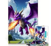 Purple Dragon Fire Breath Castle Jigsaw Puzzles 1000 Piece for Teenagers Clear Logic Toy Light Relax Perfect Cut Heartfelt Gift (38x52cm)