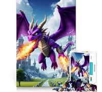 Purple Dragon Fire Breath Castle Jigsaw Puzzles1000 Pieces Mind Skill Toy Soothing Play Precision Cut Art Collection Piece (50x75cm)