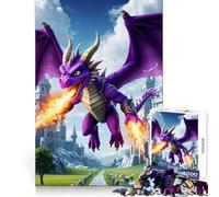 Purple Dragon Fire Breath Castle Jigsaw Puzzles1000 Pieces Mind Skill Toy Soothing Play Precision Cut Art Collection Piece (50x75cm)