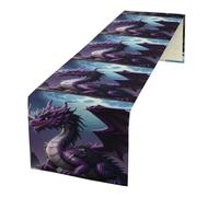 Purple Dragon Linen Table Runner 72 Inches Long Farmhouse Table Runners Dining Table Dresser Runner Scarves Tabletop Decoration for Kitchen Home Party Holiday