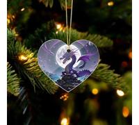 Purple Dragon Moon Christmas Ornaments - Farmhouse Xmas Hanging Ornaments for Christmas Tree Decorations, Rustic Holiday Love Pendant Decor and Gift Party Tags