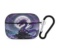 Purple Dragon Moon Earbuds Organizer Shockproof Protective Airpods Pro Cover with Carabiner Clip Anti Fall Carrying Earphone Case Cover for Airpods Pro 2nd Generation Black