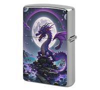 Purple Dragon Moon Lighter Case Pouch Double-Sided Metal Lighter Sleeve Scratch & Drop Resistant Lighters Protector Fits Standard Kerosene Lighters Pocket Protective Cover for Camping Party