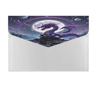 Purple Dragon Moon Plastic Envelopes with Snap Closure Poly Folders for Document Reusable File Bags A4 Letter Size Document Holder Office Supplies Organization Storage