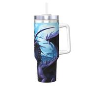 Purple Dragon Purple Moon 40 Oz Tumbler With Handle And Straw Vacuum Insulated Coffe Cup Stainless Steel Double Wall Water Bottle Stylish Travel Coffee Mug Cup Holder Friendly Base For Women Men