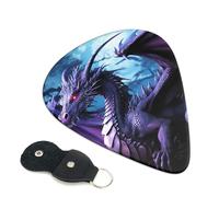 Purple Dragon Purple Moon 6 Pack Guitar Picks With Holder, Personalized Guitar Plectrums Non-Slip Portable Ukulele Bass Picks 0.46mm For Acoustic Guitar Lovers Gifts