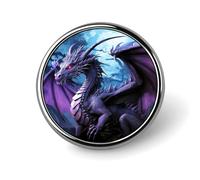 Purple Dragon Purple Moon Badges Circle with Button Design, Personalized Picture Pin Brooches, Round Badge Holders for Decorate Hat Shirt Clothing Bag Accessories