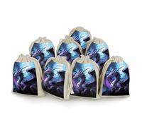 Purple Dragon Purple Moon Bunches Pocket Cotton And Hemp with Drawstring 8 Pieces Reusable Gift Bags Jewelry Pouch for Wedding DIY Craft Party (4.9 X 6.7 Inch)