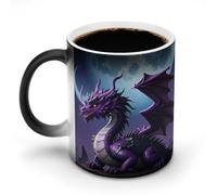 Purple Dragon Purple Moon Coffee Mug Thermochromic Ceramic Coffee Cup Funny Discoloration Magic Mug Heat Temperature Color Change Cup Unique Design Novelty Mug Gifts
