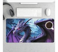Purple Dragon Purple Moon Desk Pad Protector Non-Slip Gaming Desk Mat Waterproof Desktop Mat for Keyboard and Mouse Large Mousepad Smooth Writing Pad for Home Office Work(23.6 X 13.8)