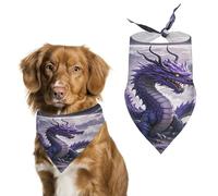 Purple Dragon Purple Moon Dog Bandana Adjustable Pet Scarf Soft Washable Polyester Triangle Bib Lightweight Breathable Pet Bib for Dogs Cats Puppies Suitable for Holiday Birthday