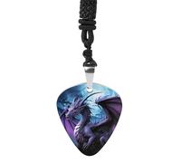 Purple Dragon Purple Moon Guitar Pick Necklace Exquisite Cool Pendant Necklaces Titanium Steel Personalized Necklaces Fashion Guitar Pick Holder Necklace Unisex Unique Gifts