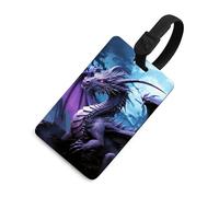 Purple Dragon Purple Moon Luggage Tag Classic Personalized Repeated Luggage Tag Cute Unique Travel Essentials Identifiers for Women Men Baggage Backpack Handbag Suitcase