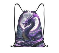 Purple Dragon Purple Moon Men Women Drawstring Bag Lightweight Drawstring Backpack Waterproof Pe Bag For Climbing Swim Beach