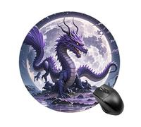 Purple Dragon Purple Moon Mouse Pad Round Premium-Textured Waterproof Computer Mousepad, Stitched Edges Gaming Mouse Mat for Laptop, Home Office Decor Desk Accessories