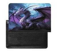 Purple Dragon Purple Moon Passport Holder Passport Wallet Document Organizer Protector PU Leather Card Slot Travel Accessories