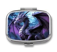 Purple Dragon Purple Moon Pill Box,2 Compartments Square Pills Container,Portable for Pocket Or Purse Pill Organizer to Hold Vitamins,Medication,Fish Oil,etc