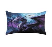 Purple Dragon Purple Moon Rectangle Accent Cushion Case, Pillow Cover with Zipper Closure Feature Invisible Zipper Closure, Lumbar Decorative Throw Pillow Shell，for Couch/Bedroom/Car