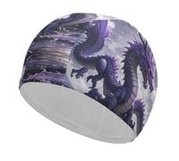 Purple Dragon Purple Moon Swim Cap Unisex Adult Swimming Cap Non Slip Pool Hat Comfortable Durable Easy to Put On and Off Waterproof Swim Hat Keep Hair Dry