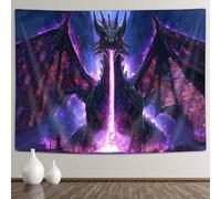 Purple Dragon Tapestry, Medieval Fantasy Animals Cool Dragon Tapestry Wall Hanging for Man, Psychedelic Magic Starry Stars Space Tapestries for Bedroom Living Room Dorm, 60x40IN
