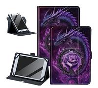 Purple Dragon Universal Case for 7-9 inch Tablet, 360 Degree Rotatable Adjustable Kickstand PU Leather Cover Case for All Kinds of 7.0-9.0 inch Android/iOS/Windows Tablet