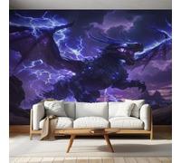 Purple Dragon Wallpaper - Fantasy Purple Lightning Clouds Wall Mural - Wall Murals for Living Room Bedroom - Photo Wallpaper & Home Decor Art - 400 x 280 cm C231