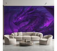 Purple Dragon Wallpaper for Living Room, Fantasy Animals Wall Mural for Bedroom 500x350 cm, Non-Woven Photo Wallpaper, Home Decor D&O78