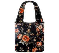 Purple Dragonfly Antique Wildflowers Floral Herbs Canvas Tote Bag, Medium Book Tote Reusable Cloth Bag for Women Teachers Nurse