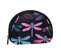 Purple Dragonfly Full Format Printed Polyester Portable Mini Storage Bag Shell Shaped Wallet Small Coin Wallet Shell Storage Bag