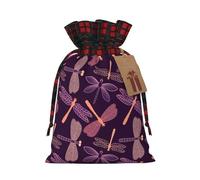 Purple Dragonfly Print Gift Drawstring Reusable Pouches For Holiday Birthday Wedding Party Favors Bags