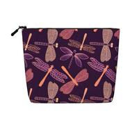 Purple Dragonfly Print Makeup Bag Cute Cosmetic Bag for Women Makeup Pouch Travel Toiletry Bag for Lady