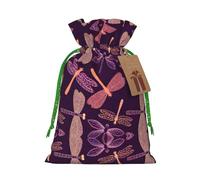 Purple Dragonfly Print Reusable Drawstring Pouch,Perfect For Birthdays,Anniversaries,And Parties
