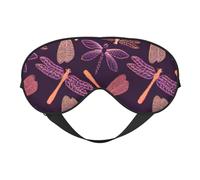 Purple Dragonfly Print Stylish Sleep Eye Mask Lightweight Adjustable Strap Men Women Travel Nap Night