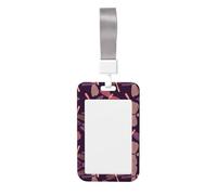 Purple Dragonfly Printed Card Badge Holder with Neck Strap, Vertical Cards Holder Anti-Scratch and Easy-Scan, for Office, School