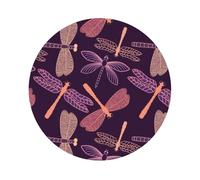purple dragonfly Printed Coasters Set of 6, Tabletop Protection Leather Coasters for Cup Drinks Coffee Pads Beer Bar Mat Gifts, Round Shape
