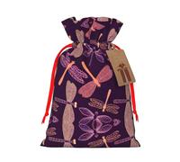 Purple Dragonfly Printed Drawstring Gift Bags,Various Sizes, Bulk Plastic Packaging Bags