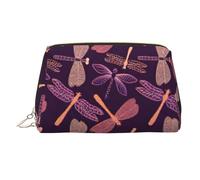 Purple Dragonfly Printed Handheld Makeup Case, Spacious Toiletry Organizer Designed for Brushes and Toiletries