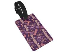 Purple Dragonfly Printed Luggage Tags with Wrist Strap,Name Id Label for Suitcase,Airplane Travel Essentials