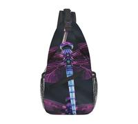 Purple Dragonfly Printed Sling Bag Crossbody Backpack for Men Women, Versatile Casual Shoulder Chest Bag for Running Hiking Cycling Travel Work