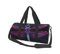 Purple Dragonfly Printed Sports Gym Bag with Wet Pocket & Shoes Compartment, Travel Duffel Bag for Men Women