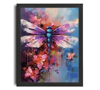 Purple Dragonfly Wall Art Shabby Chic Picture For The Lounge Pink Dragonfly Art Poster A3 - Wall Art Home Decor Movie Poster Canvas Film Cinema Retro Vintage Cult Classic Nostargic Saga Modern reprin
