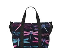 (Purple Dragonfly) Waterproof Lightweight Hand Travel Bag - Large Carry-On for 3-5 Day Trips | Air Travel, Sports, Weekend Use | Men & Women (1-Pack)