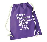 Purple Drawstring Bag Happy Father's Day to my Mum Who Does it all! | Cotton