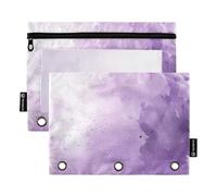 Purple Dream Kingdom School Pencil Pouches with Clear Window Plastic Pencil case Big Capacity 3 Rings Pencil case for Storing School Students Teacher Supplies Multicolored 2 PCS