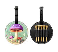 Purple Dream Mushroom Black Printed golf tee storage bag - portable design, easy to organize tee, Black, One Size